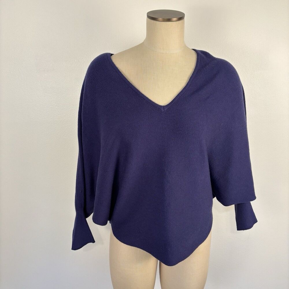 Kerisma Womens Dolman Sleeve Blue Knit Oversized Sweater Top Size S/M - Picture 5 of 7